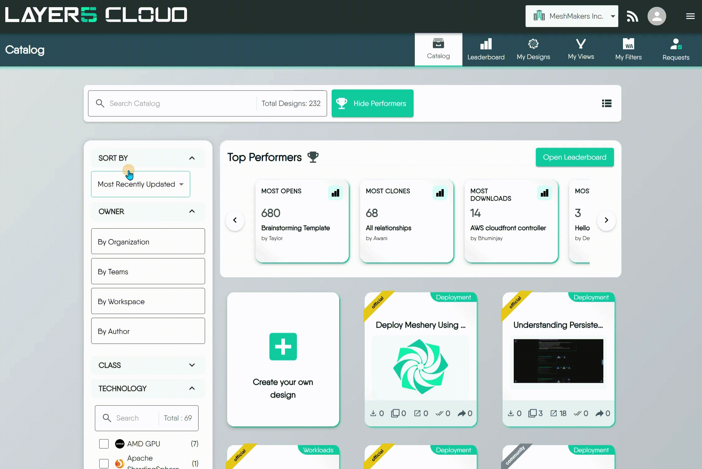 Catalog main page view